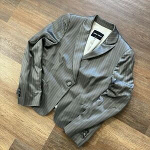 Giorgio Armani Women's Gray Pinstripe Blazer Made In Italy Sz 48 Business‎ Chic